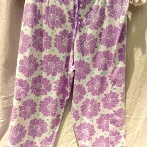 Sleep Sense Lavender Purple & White Women's Floral Capri Pajama Pants Size L